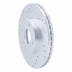 Ford Fiesta Brake Rotor (1) - Front Left - R1 Concepts - Drilled & Slotted - Silver - `14-`23